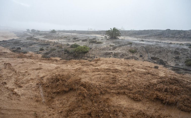 Imagen principal - Lanzarote amanece enterrada en barro tras el impacto de las lluvias torrenciales
