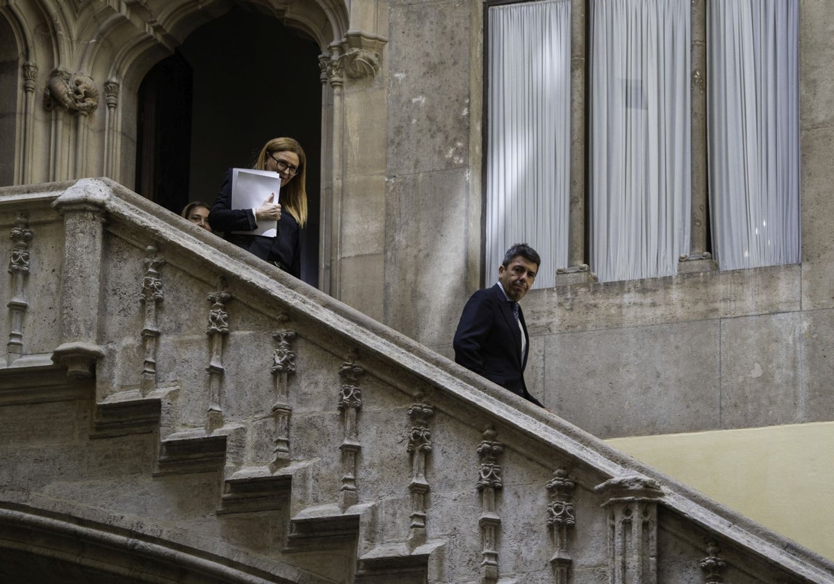 Imagen del presidente de la Generalitat Valenciana, Carlos Mazón, este lunes en el Palau