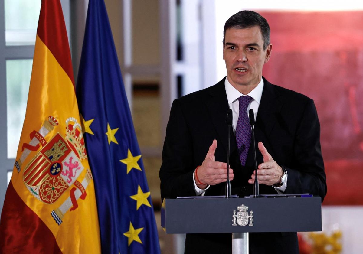 El presidente del Gobierno, Pedro Sánchez, durante una comparecencia