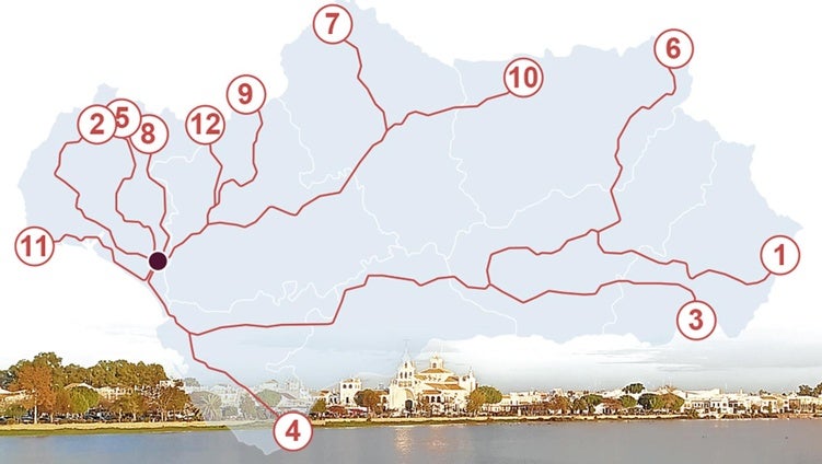 Al Rocío, desde los cuatro puntos cardinales de Andalucía