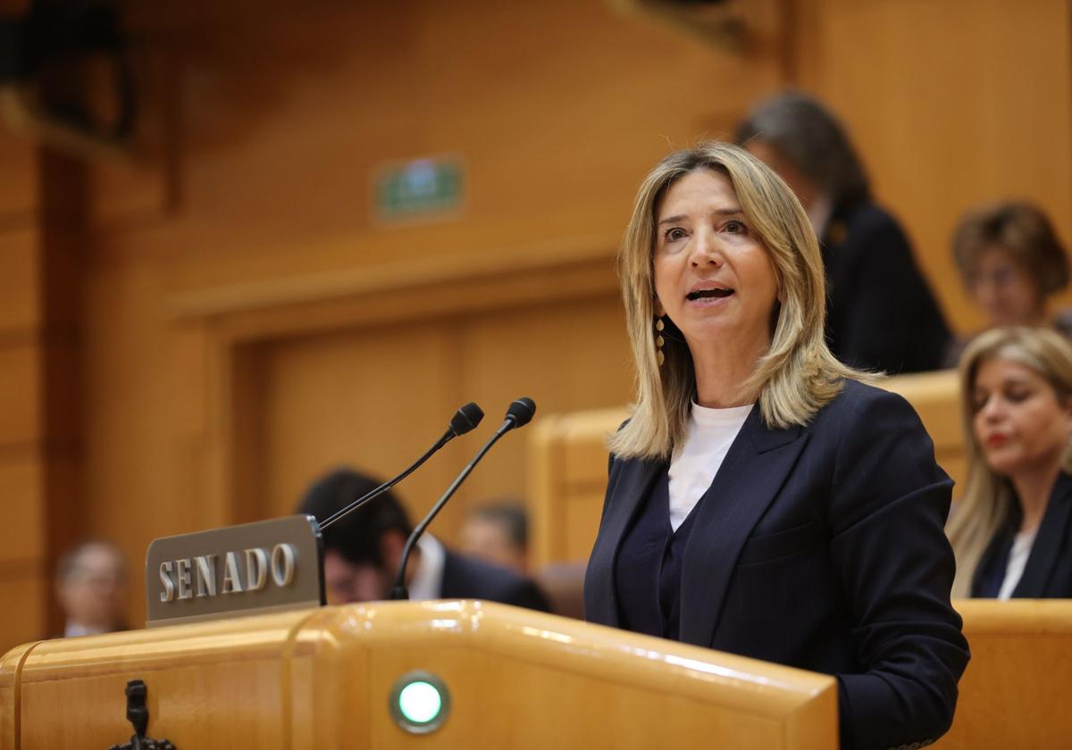 Alicia García, portavoz del PP en el Senado, durante un pleno