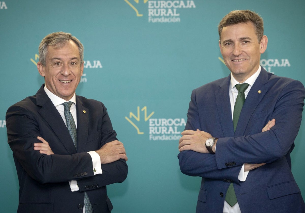 El presidente, Javier López, y el director general, Víctor Manuel Martín