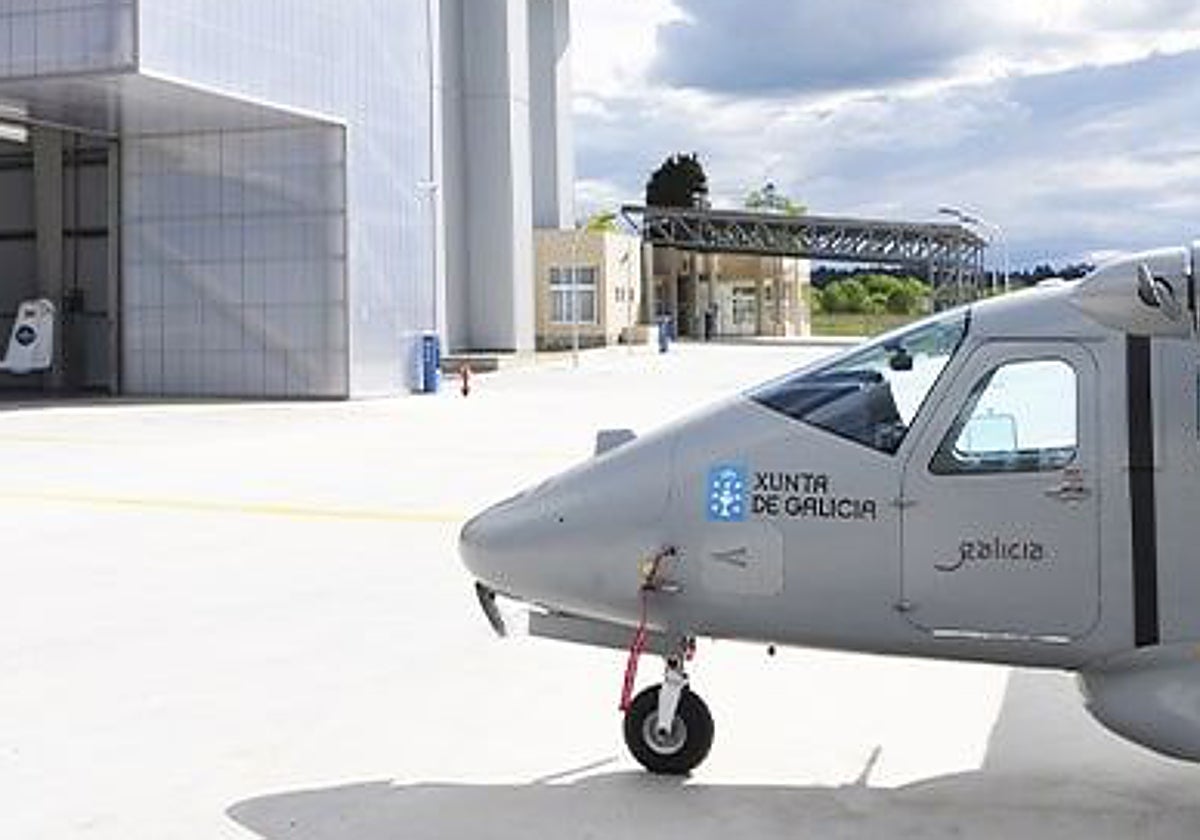 Un dron en las instalaciones del polo aeroespacial de Rozas (Lugo)