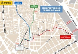 Manifestaciones del 1 de mayo en Valencia: calles cortadas, recorridos y transporte público