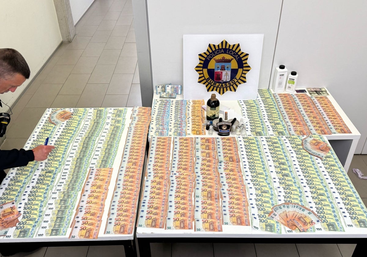 Imagen de los billetes falsos incautados por las autoridades