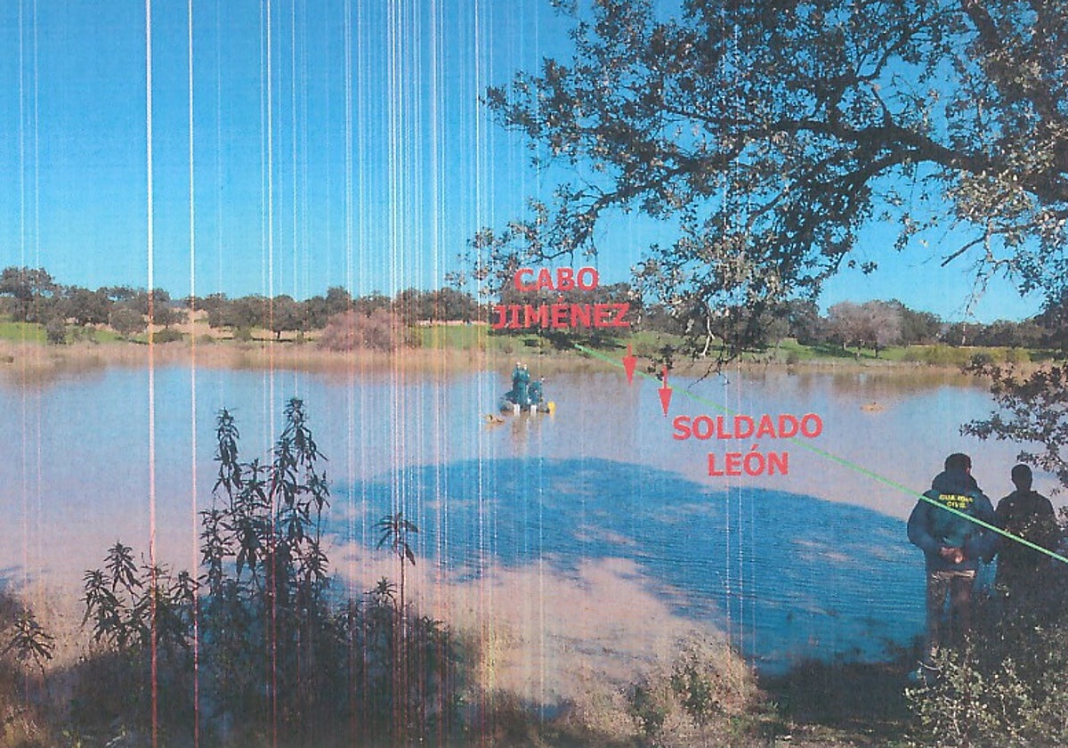 Localización de los cuerpos de los dos militares fallecidos en el lago artificial de la Base de Cerro Muriano
