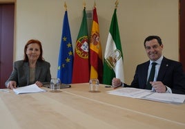 Juanma Moreno con la ministra de  la ministra de Medio Ambiente y Energía de Portugal, Maria da Graça Carvalho