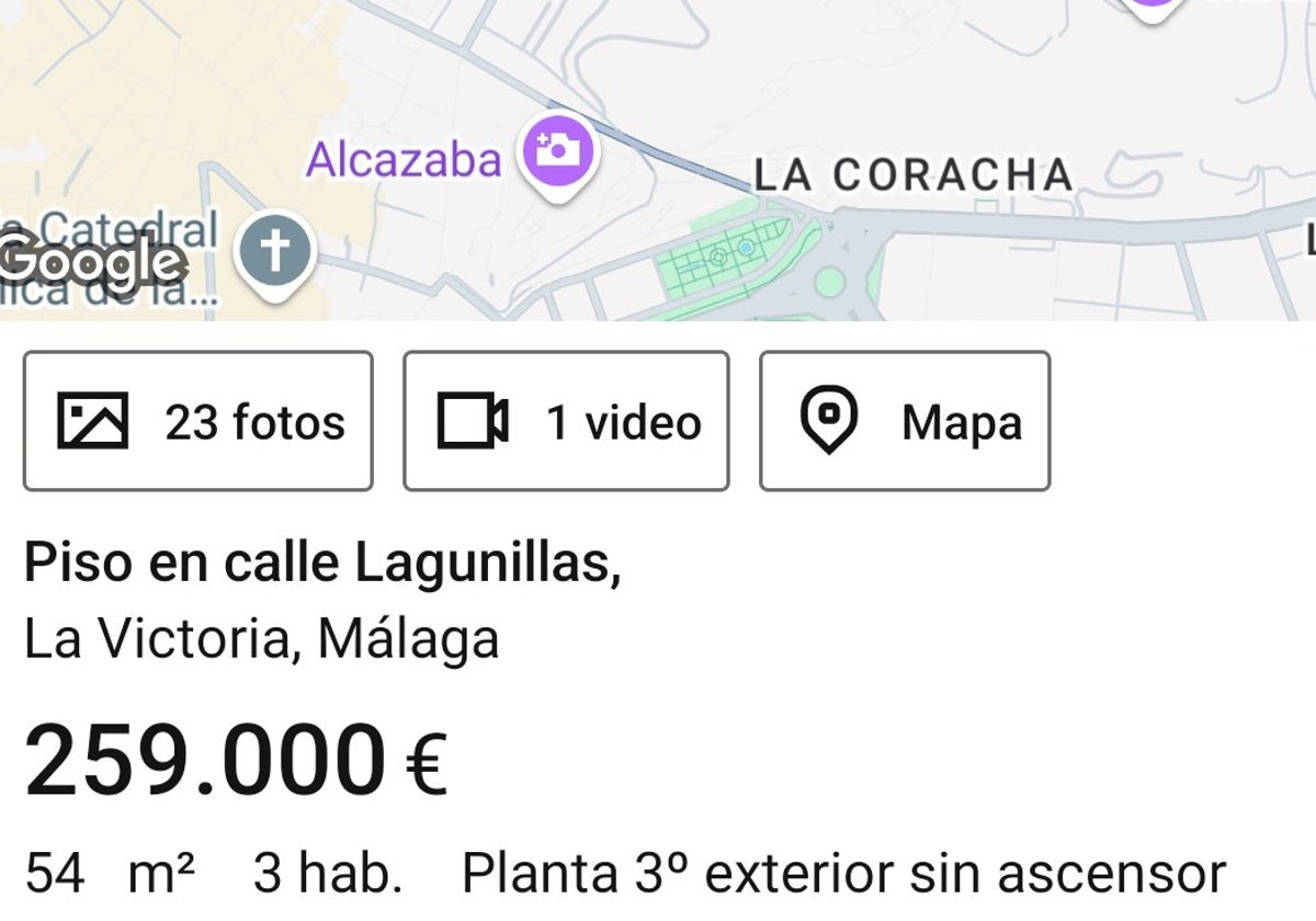 Captura de uno de los anuncios de vivienda que hay en el portal Idealista