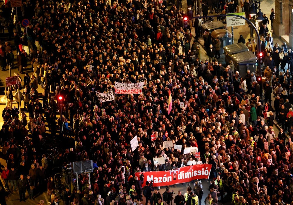 Imagen de archivo de una manifestación contra la gestión de la dana en Valencia
