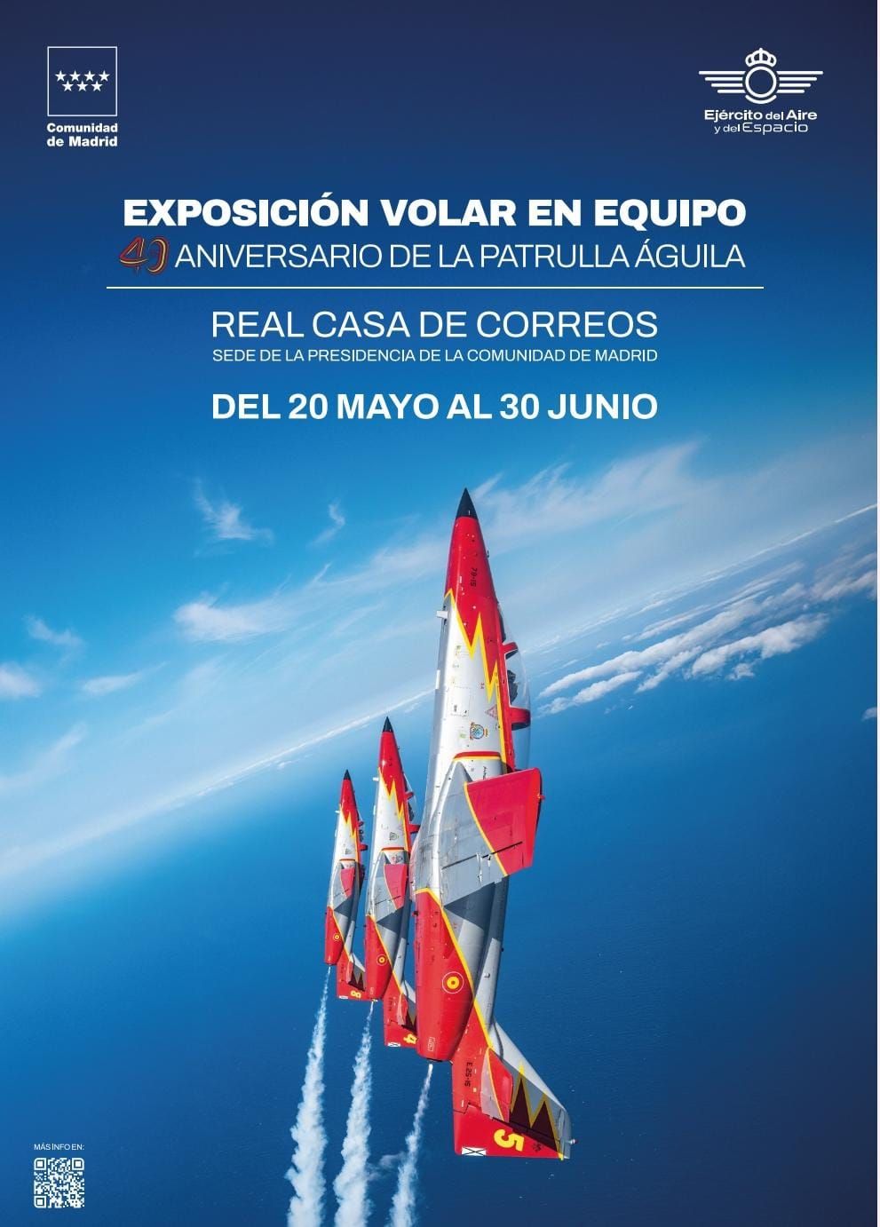 Ayuso lleva una exposición de la Patrulla Águila a la Puerta del Sol tras el veto de Sánchez al desfile del 2 de Mayo