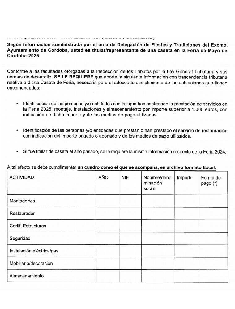 La comunicación de la Agencia Tributaria a las casetas