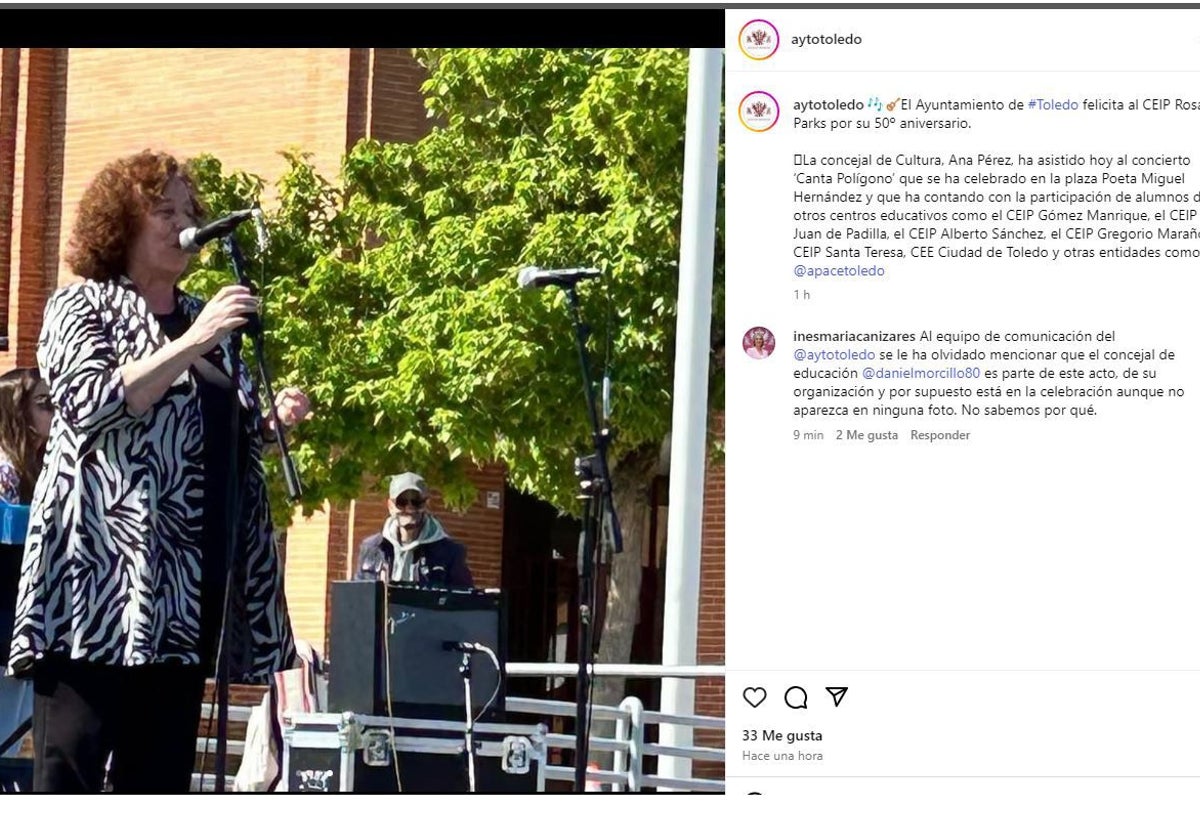 Publicación del Instagram del Ayuntamiento de Toledo