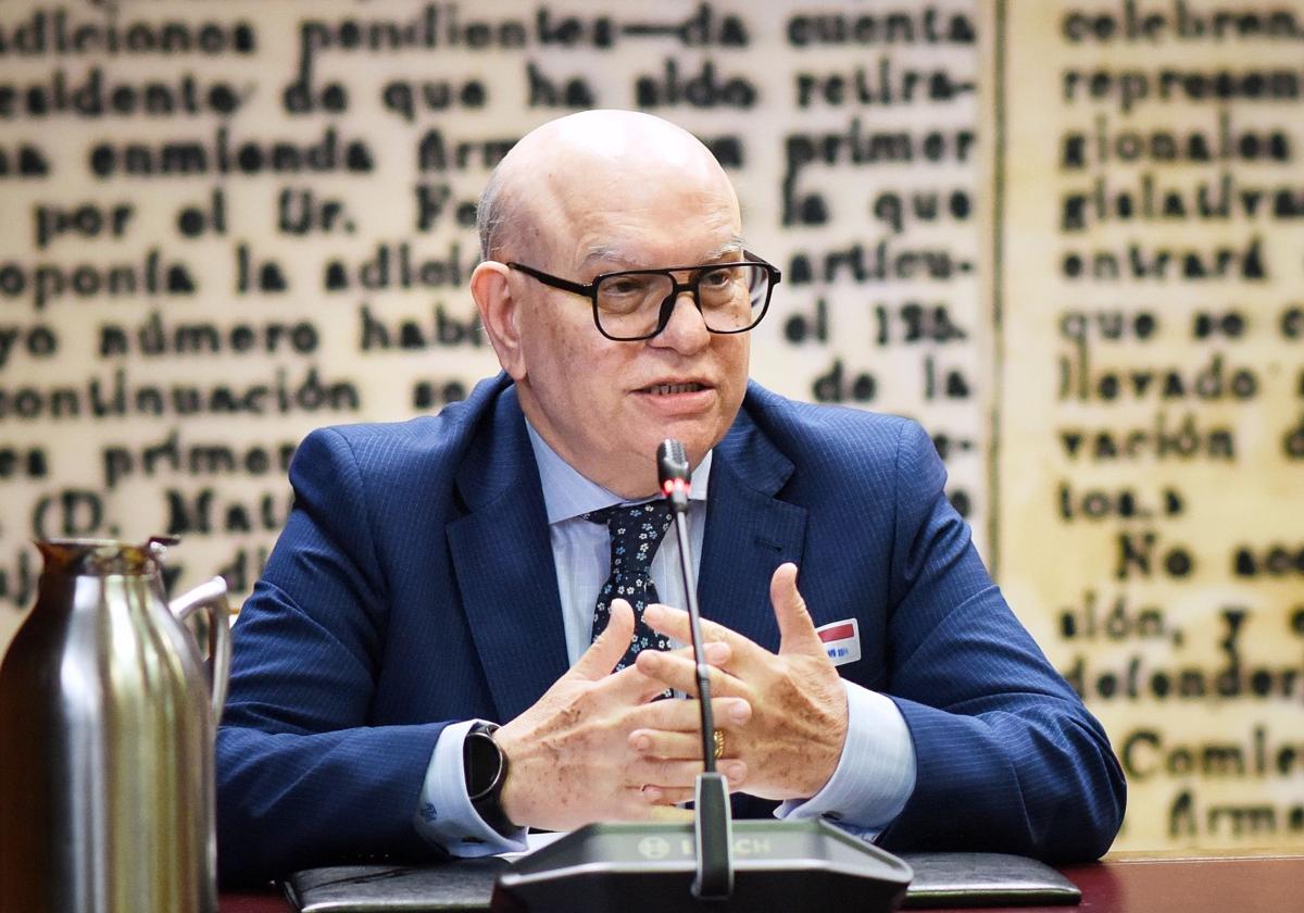 El director del Parador de Teruel, Joaquín Gutiérrez, este lunes en el Senado