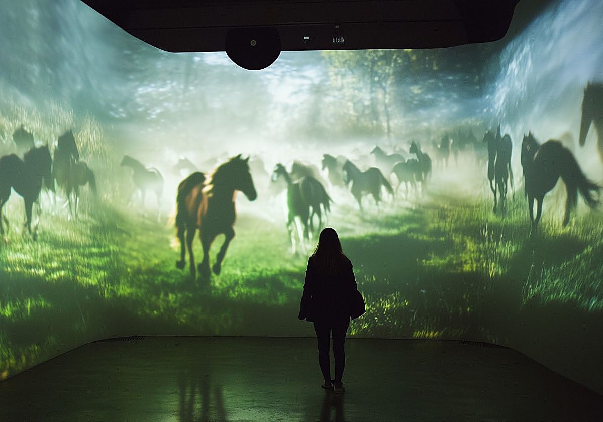 Una visitante en la instalación de ‘Fillos do Vento’ en Cannes (Francia)