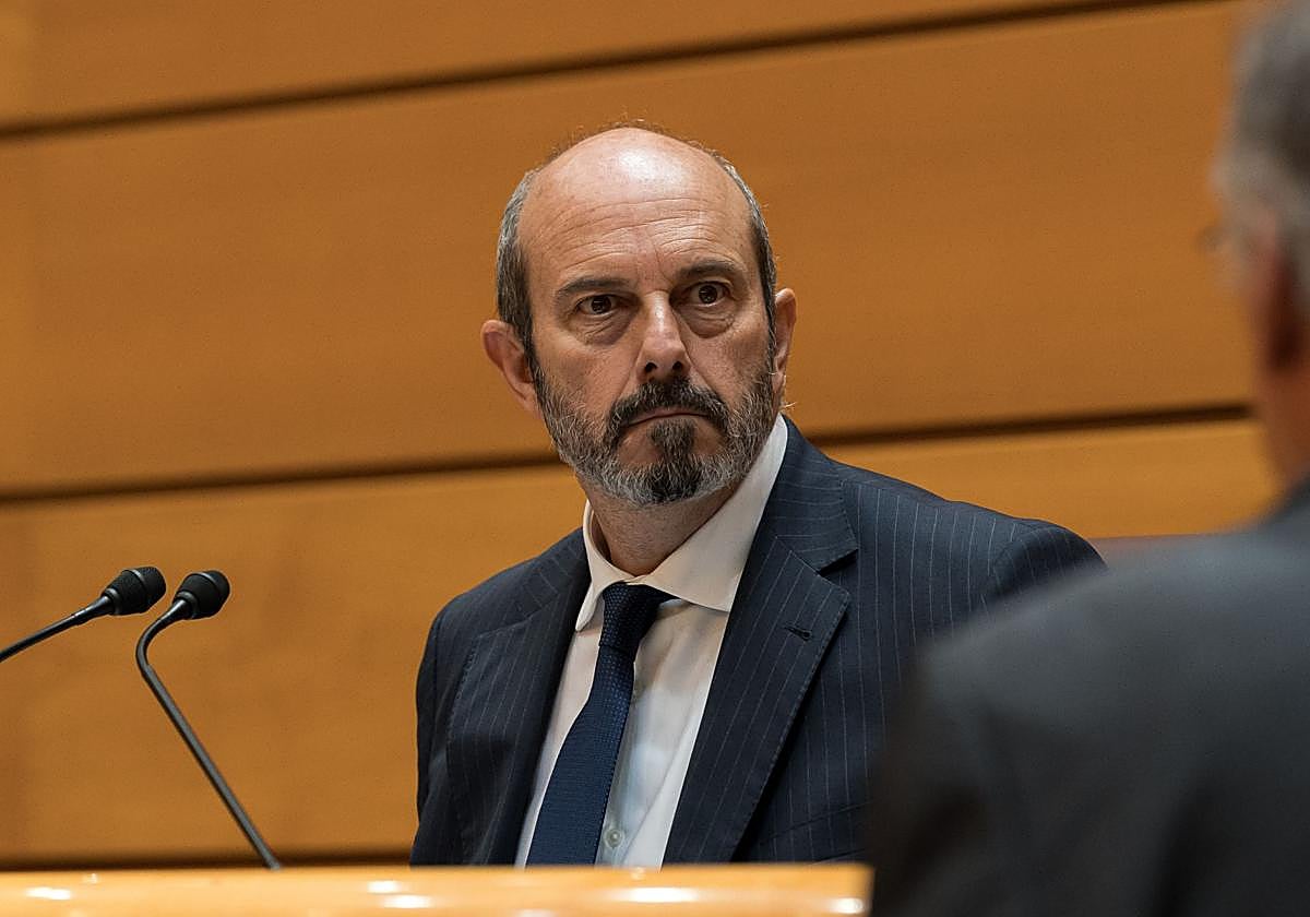 Pedro Rollán, presidente del Senado, durante el pleno de este miércoles