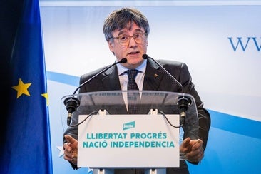 Carles Puigdemont ofrece una rueda de prensa el pasado enero en Bruselas