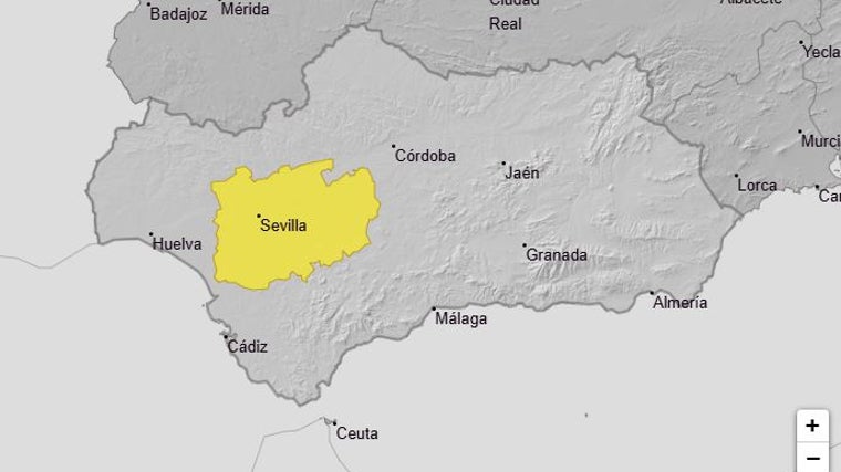 Mapa de avisos amarillos en Andalucía para este miércoles