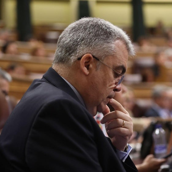 El secretario de Organización del PSOE, Santos Cerdán, este miércoles en el Congreso