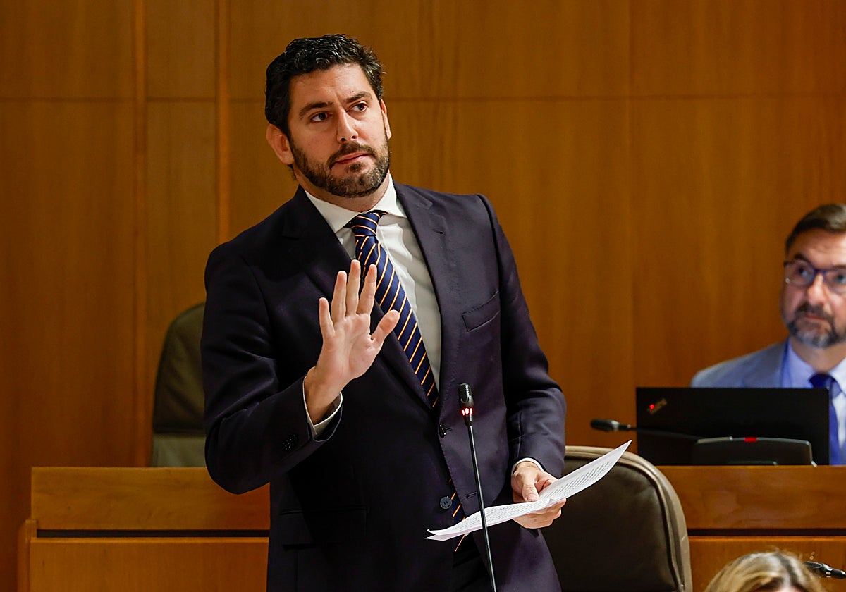 Alejandro Nolasco, durante su intervención en el Parlamento autonómico