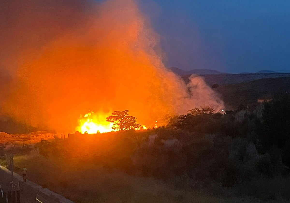 Las llamas afectan a un parque periurbano próximo a la calle Jerónimo de Ceballos