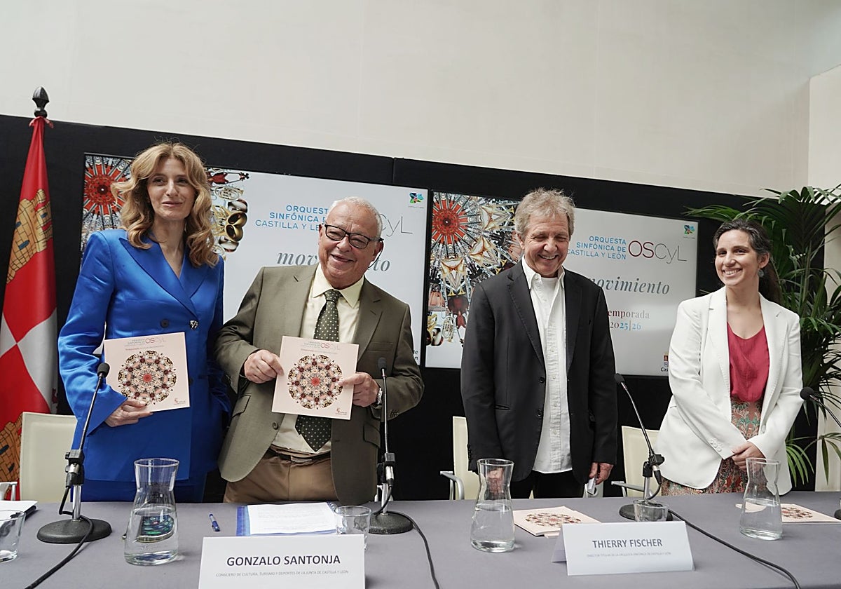Mar Sancho, Gonzalo Santonja, Thierry Fischer y Lucrecia Colominas, durante la presentación de la nueva temporada de la Oscyl