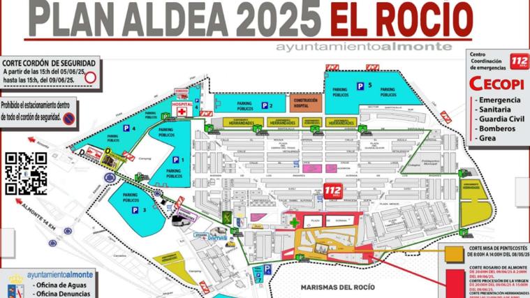 Plano de la aldea para la Romería del Rocío 2025