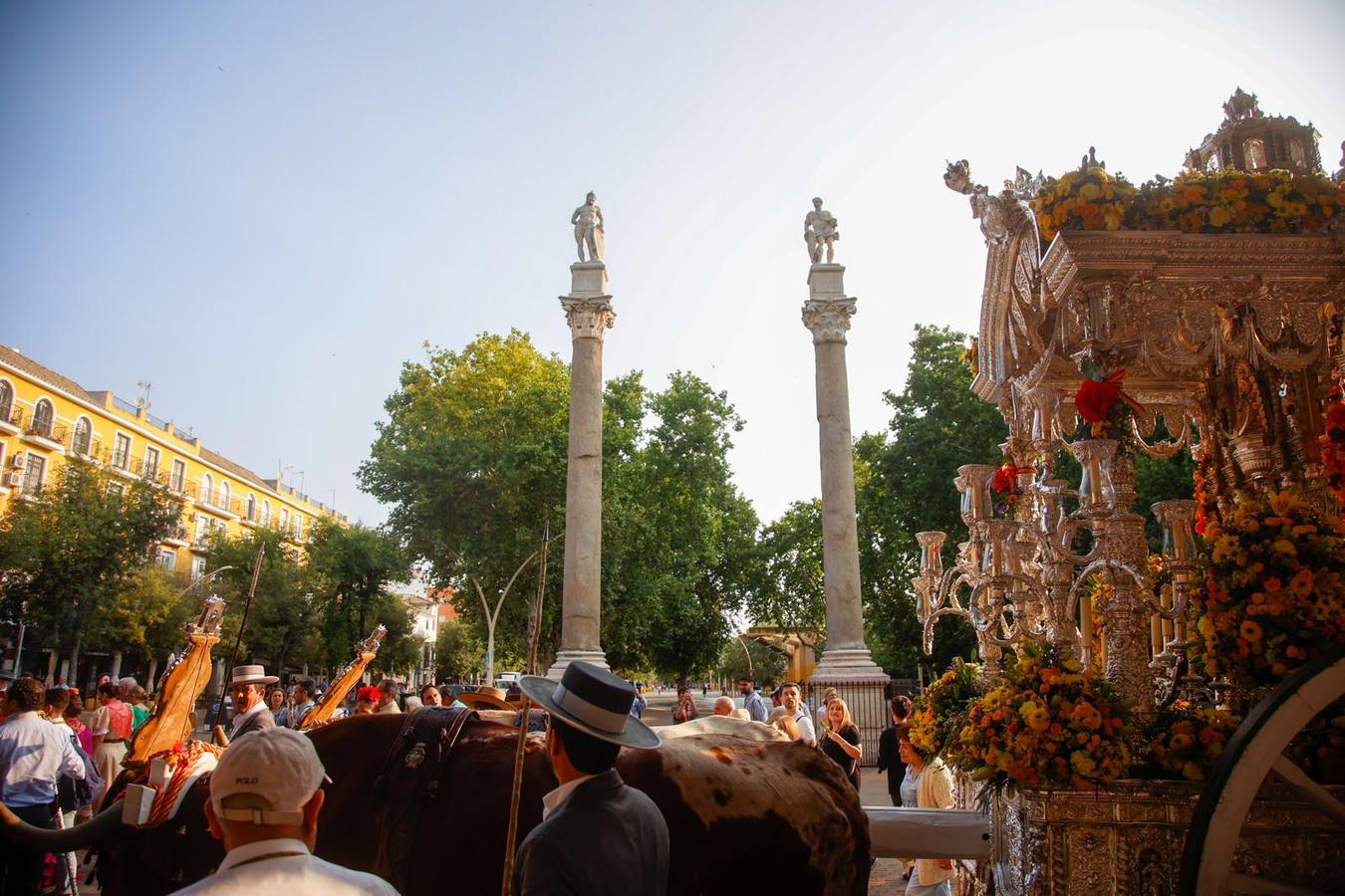 Primeros compases de la peregrinación de la Hermandad del Rocío de la Macarena