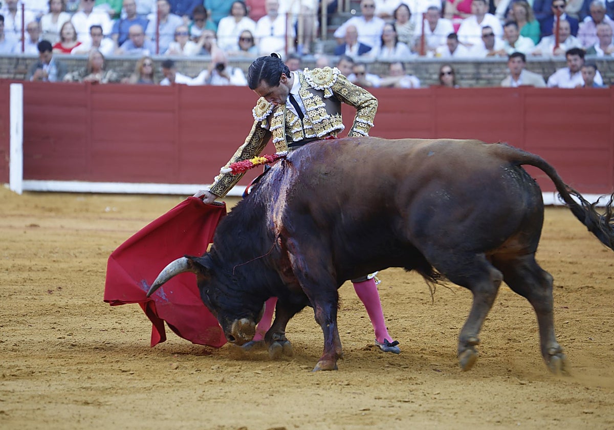 Juan Ortega, durante una faena en la Feria de Córdoba