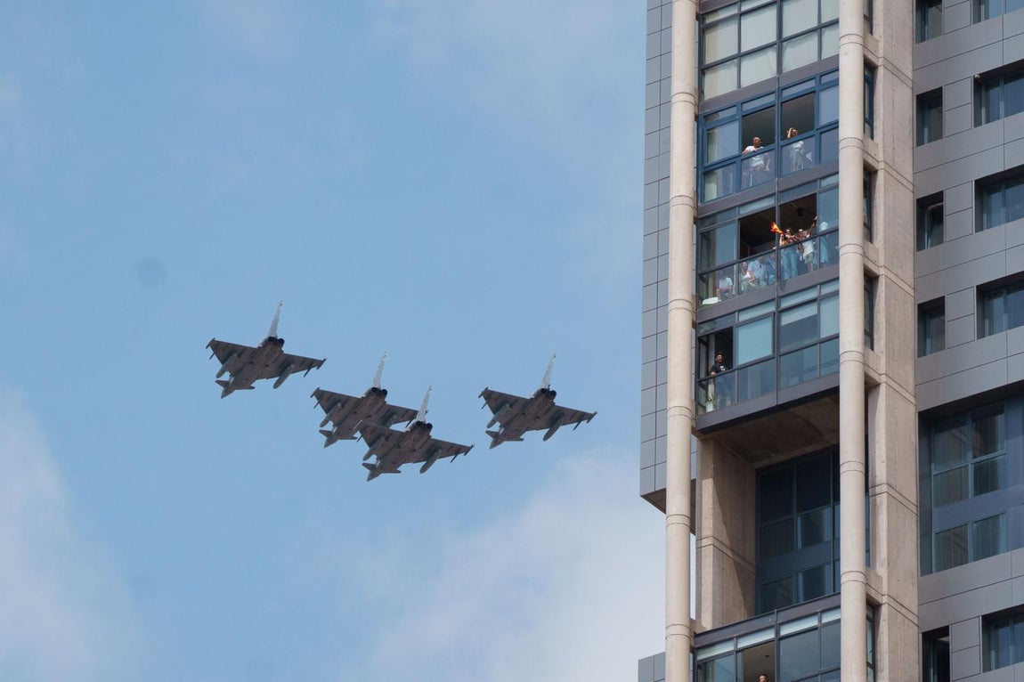 Eurofighters del Ejército del Aire participan en el desfile con motivo del Día de las Fuerzas Armadas 2025
