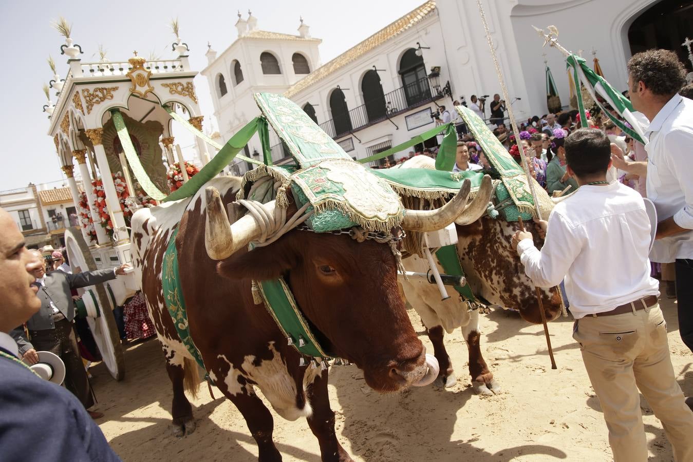 Ambiente y presentaciones de las hermandades filiales más antiguas en el sábado del Rocío 2025