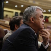 Santos Cerdán, este jueves en su escaño del Congreso