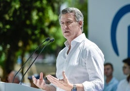 Alberto Núñez Feijóo interviene en un acto del PP en Guadalajara