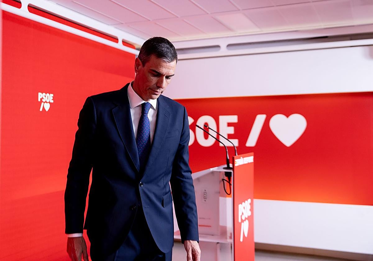 Pedro Sánchez, tras comparecer en Ferraz