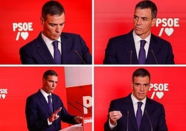 Una «puesta en escena» con nervios y «cierta pose»: lo que dicen los gestos de Sánchez en su comparecencia tras el escándalo de Santos Cerdán