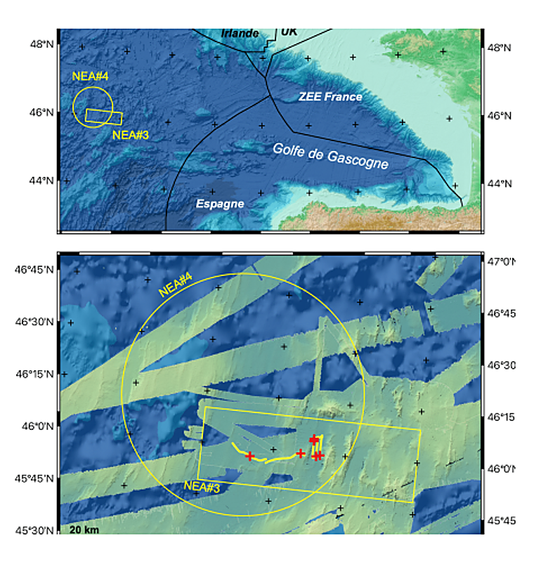 Localización de zonas en la llanura abisal del Atlántico de desperdicios radioactivos (NEA#3 y #4) en aguas internacionales
