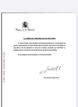 Imagen - Santos Cerdán acaba con la incertidumbre y entrega su acta cuatro días después de su dimisión