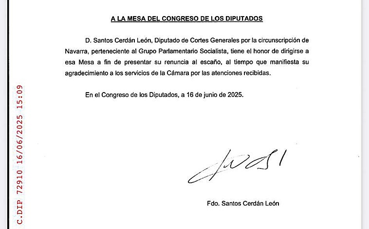 Imagen - Santos Cerdán acaba con la incertidumbre y entrega su acta cuatro días después de su dimisión