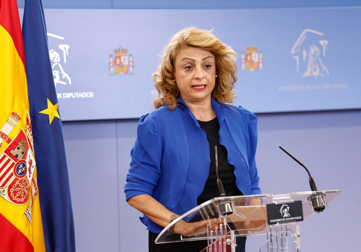 La portavoz de Coalición Canaria, Cristina Valido, en el Congreso de los Diputados tras reunirse con el presidente del Gobierno, Pedro Sánchez