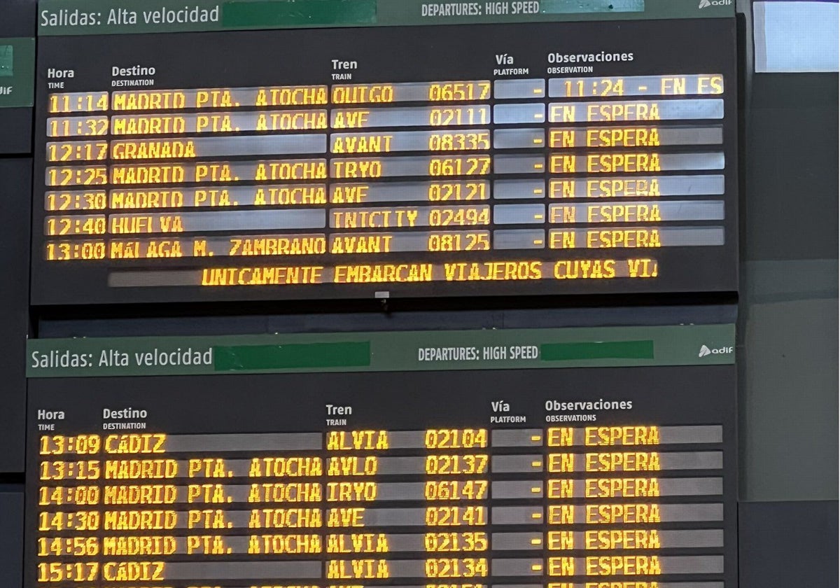 Nuevo colapso en Santa Justa por los retrasos en los trenes de Alta Velocidad