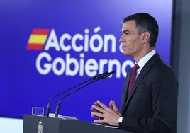 El presidente del Gobierno, Pedro Sánchez, comparece en La Moncloa