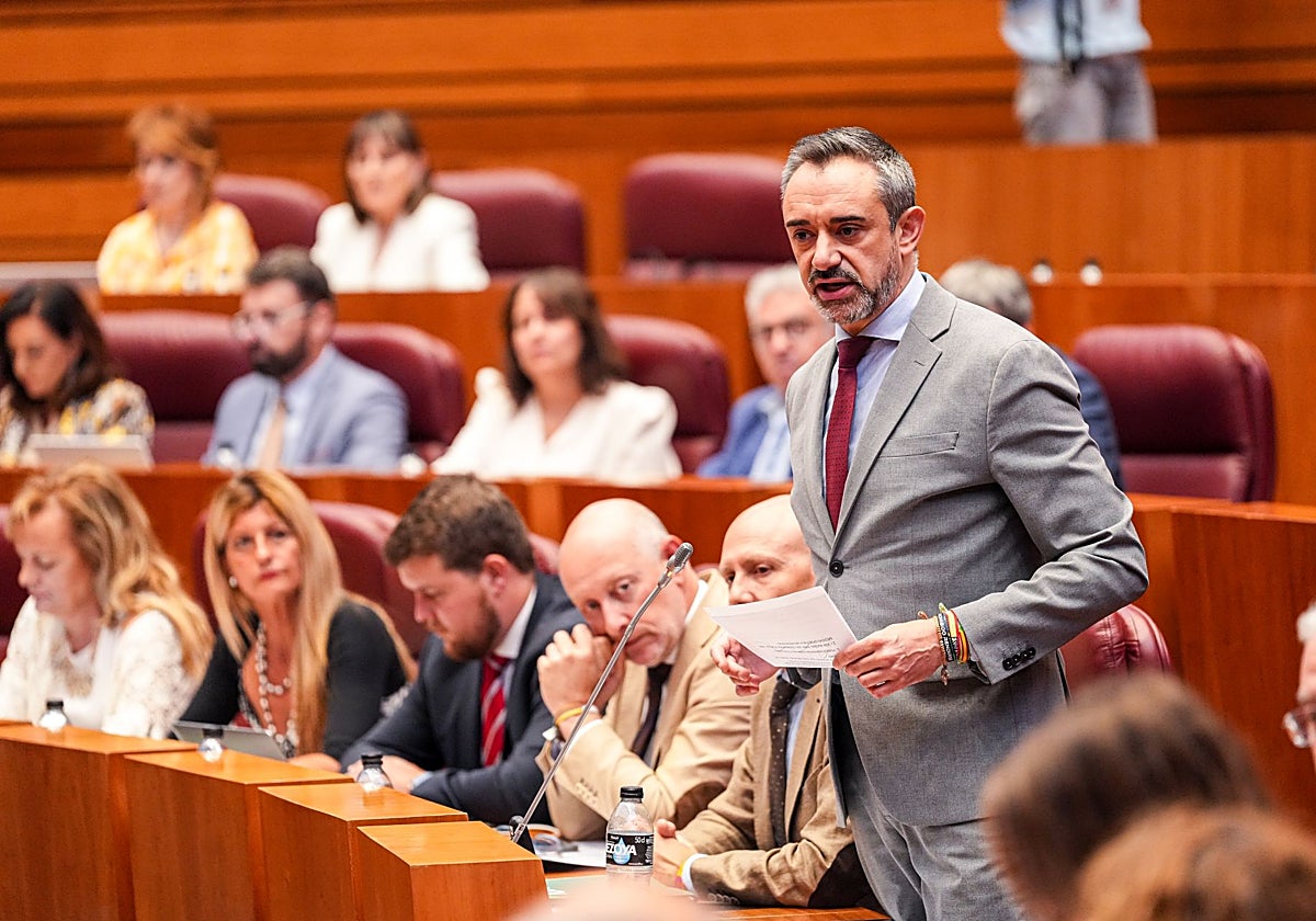 El parlamentario de Vox David Hierro, durante su intervención