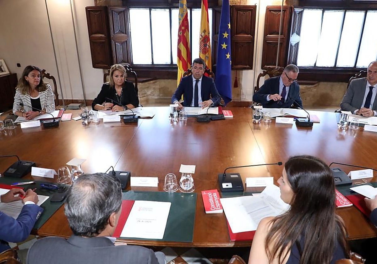 Imagen del presidente de la Generalitat Valenciana, Carlos Mazón, este jueves durante el pleno del Consell