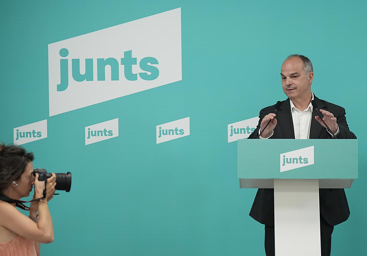 Jordi Turull, ayer, en la sede de Junts