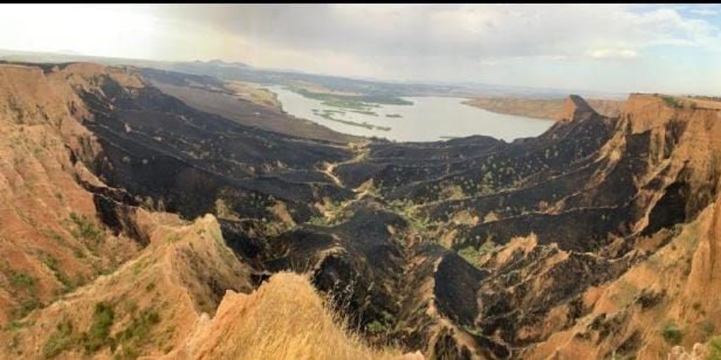 Una cosechadora originó el incendio en las Barrancas de Burujón en el que ardieron 480 hectáreas