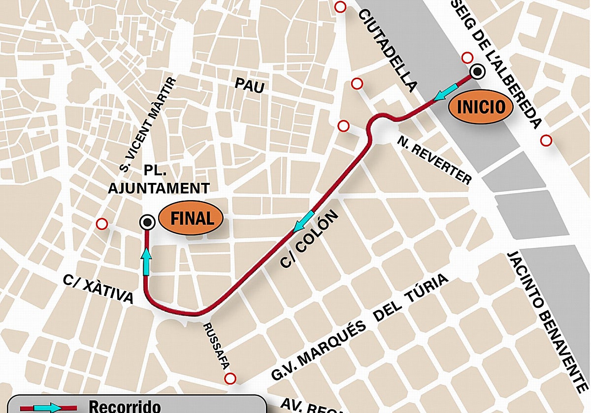 Recorrido de la manifestación del Día del Orgullo en Valencia