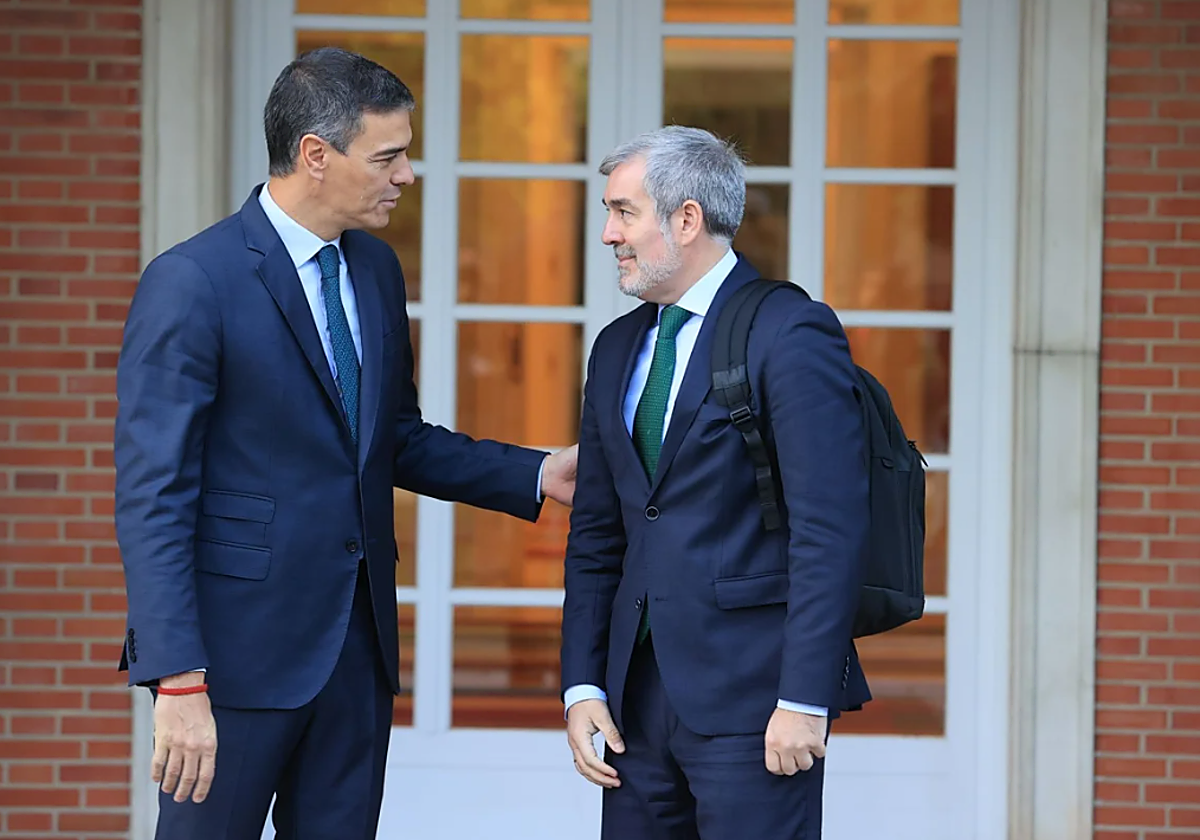 Sánchez, en una recepción a Clavijo en el Palacio de la Moncloa