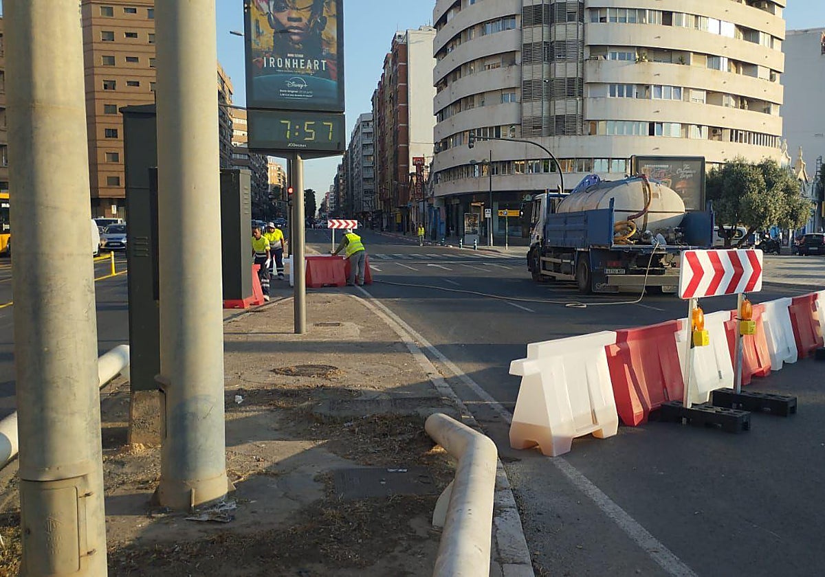 Imagen de las obras de las avenidas Giorgeta y Pérez Galdos, en Valencia