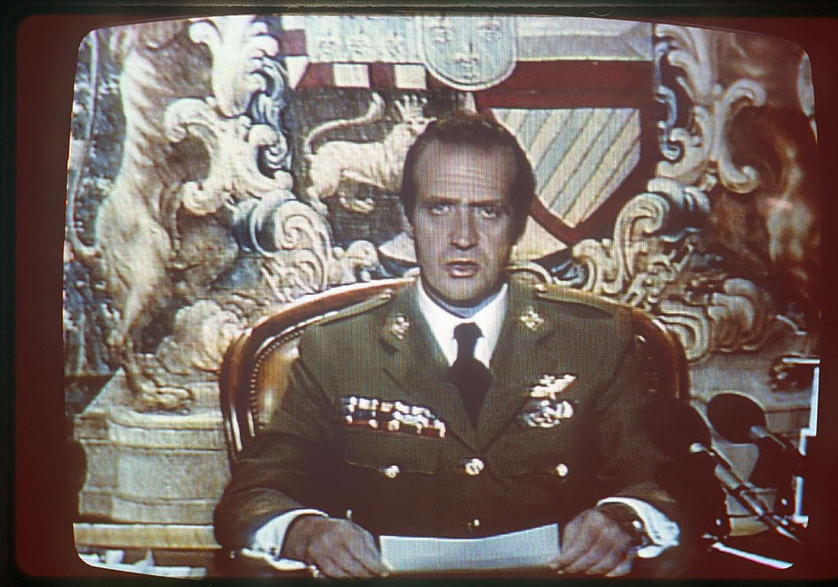 Imagen del discurso de Don Juan Carlos en la madrugada del 24 de febrero de 1981.