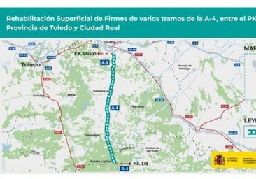 Transportes licita por 22 millones la rehabilitación del firme en varios tramos de la A-4 entre Ocaña y Puerto Lápice