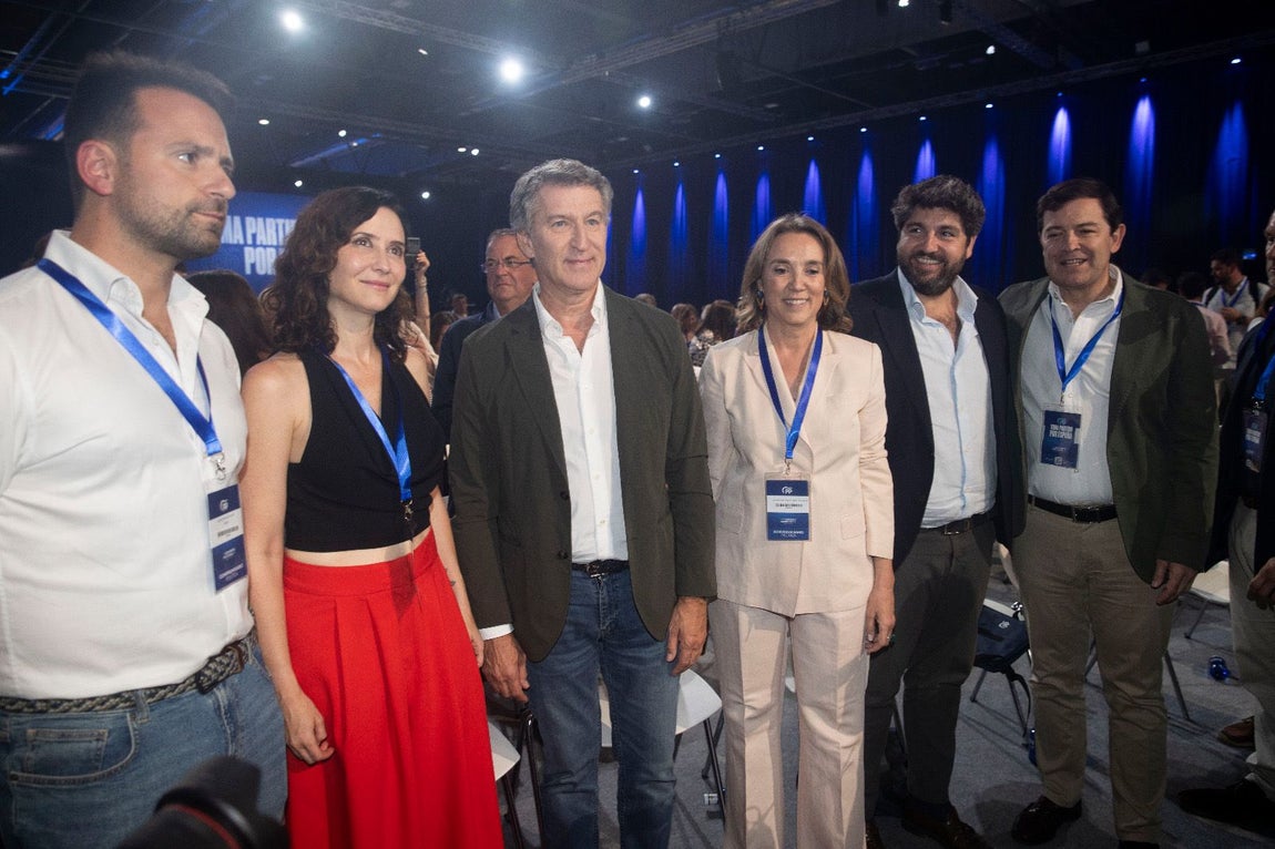 Isabel Díaz Ayuso, Alberto Núñez Feijóo, Cuca Gamarra, Fernando López Miras y Alfonso Fernández Mañueco